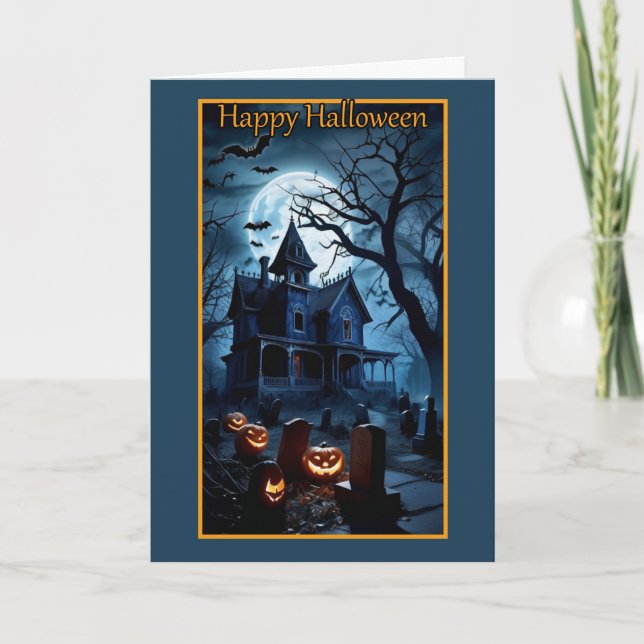 Tarjeta de Halloween de la Casa Victoriana (Anverso)