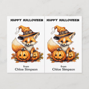 Tarjeta de Halloween de la fiesta escolar de zorro