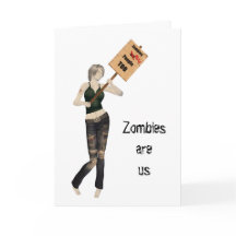 Tarjeta de Halloween de la protesta de Chica Zombi