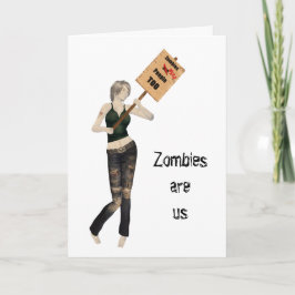 Tarjeta de Halloween de la protesta de Chica Zombi