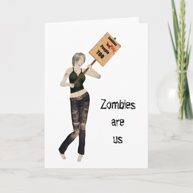 Tarjeta de Halloween de la protesta de Chica Zombi (Anverso)