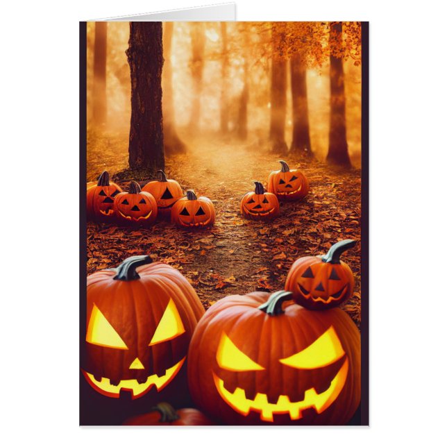 Tarjeta de Halloween de las calabazas de Jack O La (Frente)