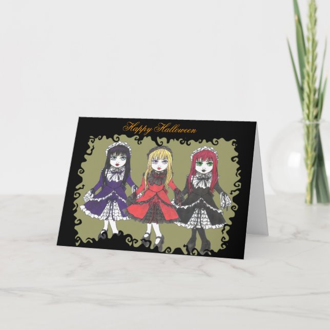 Tarjeta de Halloween de las tres hermanas (Anverso)