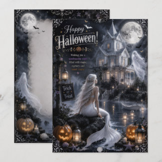 tarjeta de halloween de luz de luna de sirena part