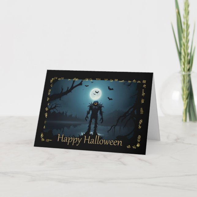 Tarjeta de Halloween de Monstruo de Pantano Rápido (Anverso)