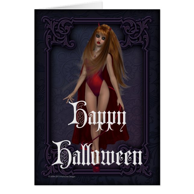 Tarjeta de Halloween de mujer diablo gótica (Frente)