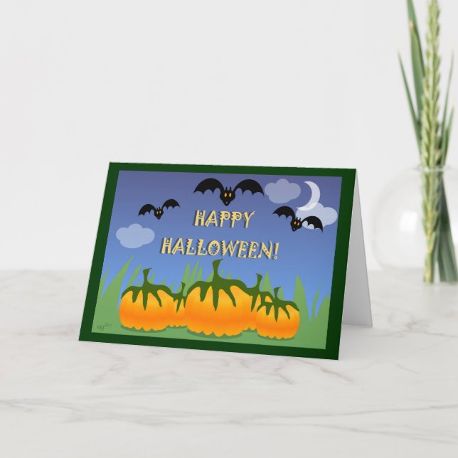 Tarjeta de Halloween de Murciélagos en el Parche d (Anverso)