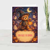 tarjeta de Halloween de osito de peluche lindo