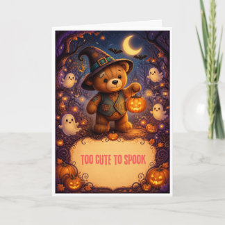 tarjeta de Halloween de osito de peluche lindo