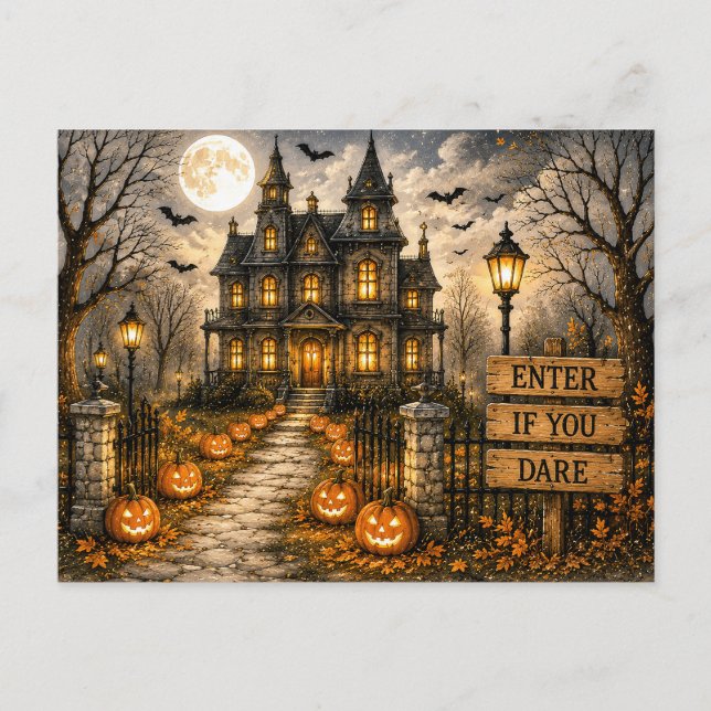Tarjeta de Halloween de Otoño Espeluznante (Anverso)