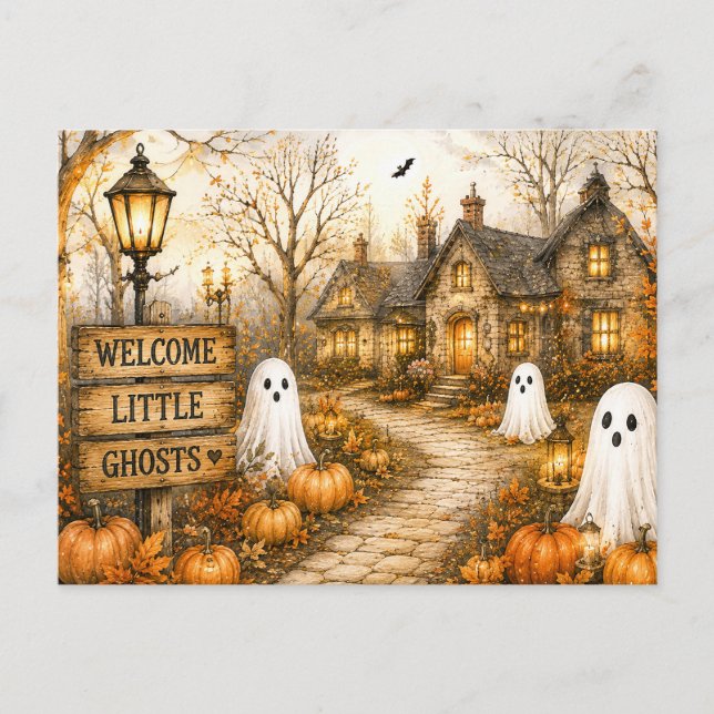 Tarjeta de Halloween de Otoño Espeluznante (Anverso)
