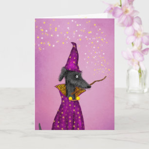 Tarjeta de Halloween de perro brujo negro