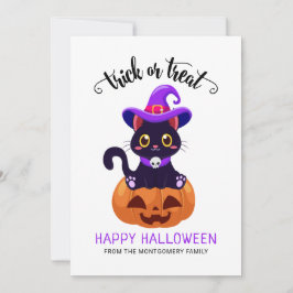 Tarjeta de Halloween de Personalizado de gato negr