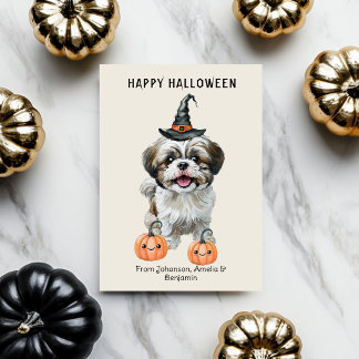 Tarjeta de Halloween de Shih Tzu linda | Feliz Hal