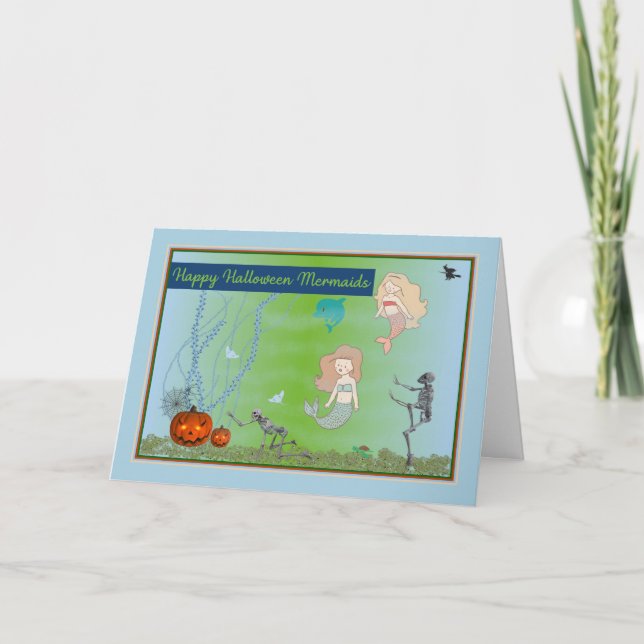 Tarjeta de Halloween de Sirenas bajo el mar (Anverso)