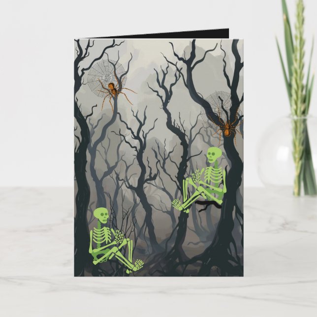 Tarjeta de Halloween de Skeleton Spooky (Anverso)