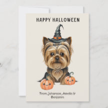 Tarjeta de Halloween de Yorkshire Terrier | Cute Y