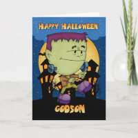 tarjeta de Halloween del ahijado con el stompin