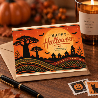 Tarjeta de Halloween del Baobab Espeluznante