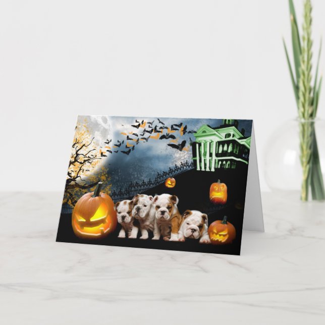 Tarjeta de Halloween del bulldog (Anverso)