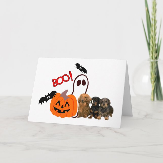 Tarjeta de Halloween del Dachshund (Anverso)