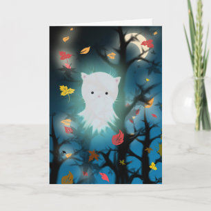 Tarjeta de Halloween del fantasma del gatito