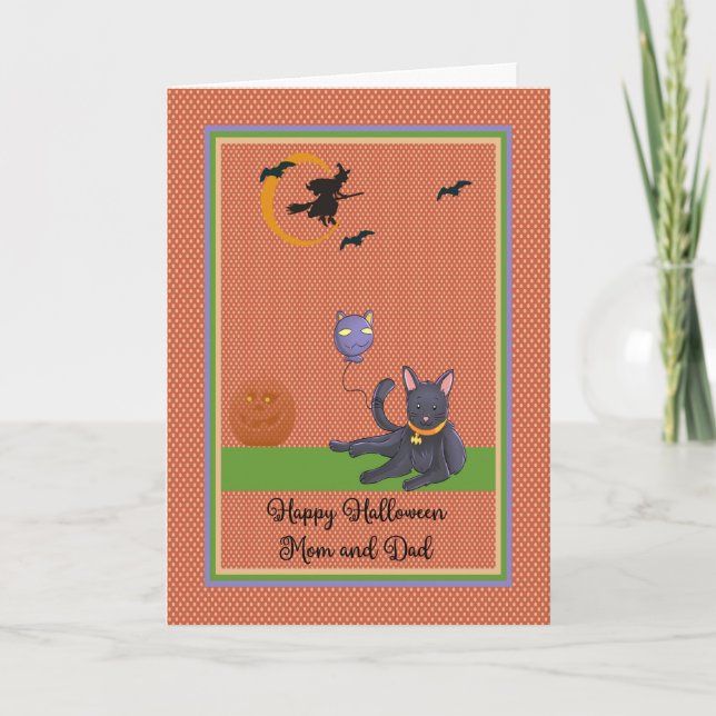 Tarjeta de Halloween del gato Mascota (Anverso)