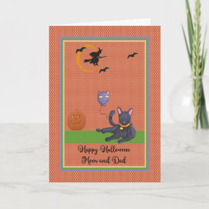 Tarjeta de Halloween del gato Mascota