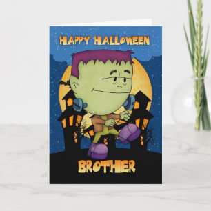 tarjeta de Halloween del hermano con el frankie