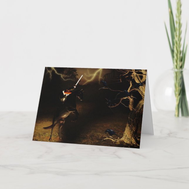 Tarjeta de Halloween del jinete sin cabeza (Anverso)