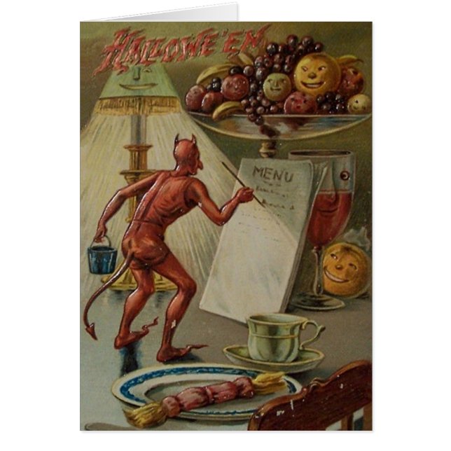 Tarjeta de Halloween del menú de la cena del (Frente)