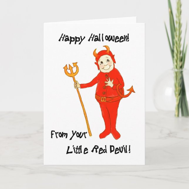 Tarjeta de Halloween del 'Pequeño Diablo Rojo'. (Anverso)