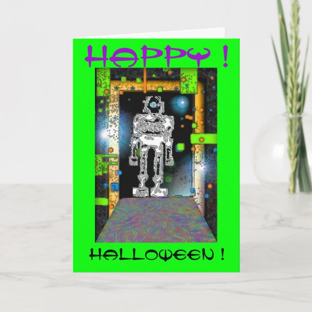 TARJETA de HALLOWEEN del robot del ASTRONAUTA (Anverso)