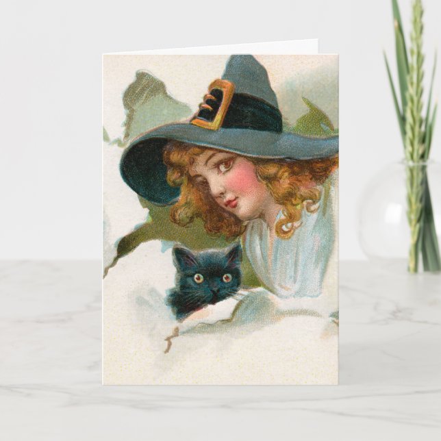 Tarjeta de Halloween del vintage (Anverso)