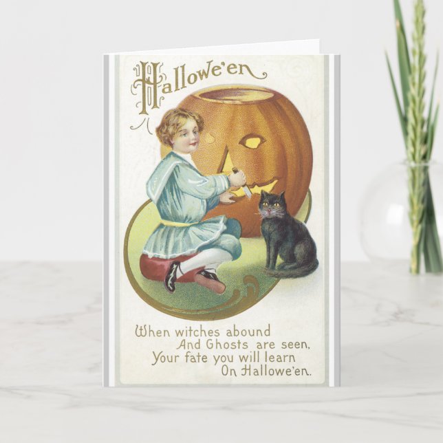 Tarjeta de Halloween del vintage (Anverso)