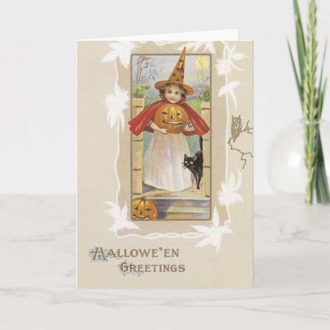 Tarjeta de Halloween del vintage (Anverso)