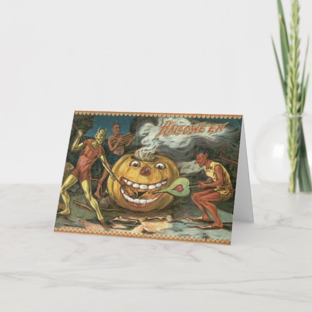 Tarjeta de Halloween del vintage (Anverso)