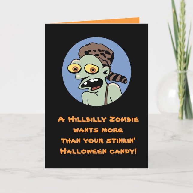 Tarjeta de Halloween del zombi del Hillbilly (Anverso)