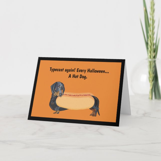Tarjeta de Halloween divertida para perro caliente (Anverso)