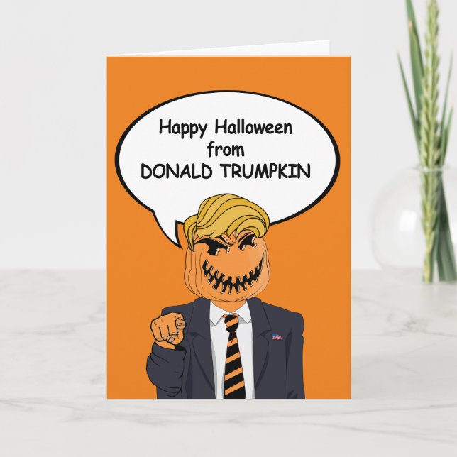 Tarjeta de Halloween Donald Trumpkin - (Anverso)