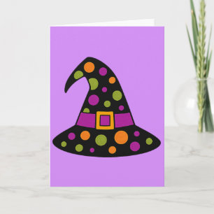 Tarjeta de Halloween en blanco con sombrero de bru