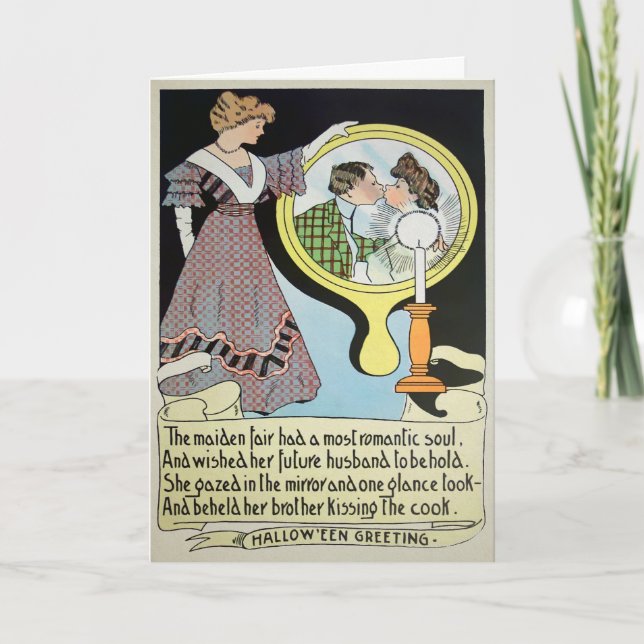 Tarjeta de Halloween Espejo Vintage (Anverso)