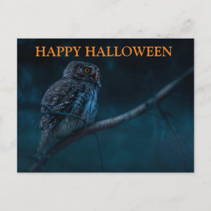 Tarjeta de Halloween Espeluznante con Búhos