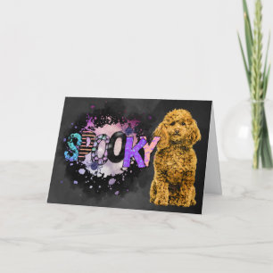 Tarjeta de Halloween espeluznante de Caniche Aterr