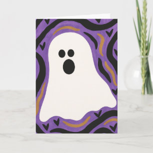 Tarjeta de Halloween Fantasma en Blanco