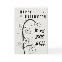 Tarjeta de Halloween | Fantasma | Flores | Boo Bel