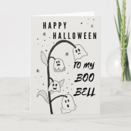 Tarjeta de Halloween | Fantasma | Flores | Boo Bel