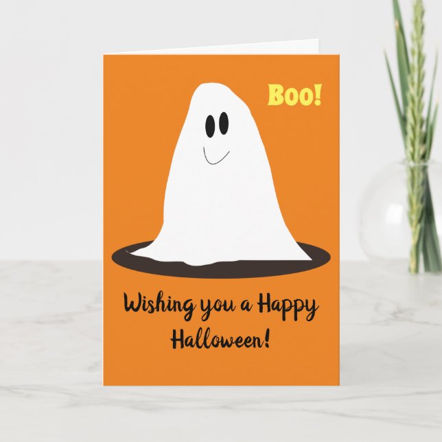 Tarjeta de Halloween Feliz Ghost Smiley (Anverso)