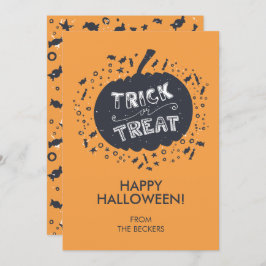 Tarjeta de Halloween Feliz Trick or Trek Pumpkin