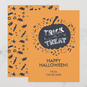 Tarjeta de Halloween Feliz Trick or Trek Pumpkin